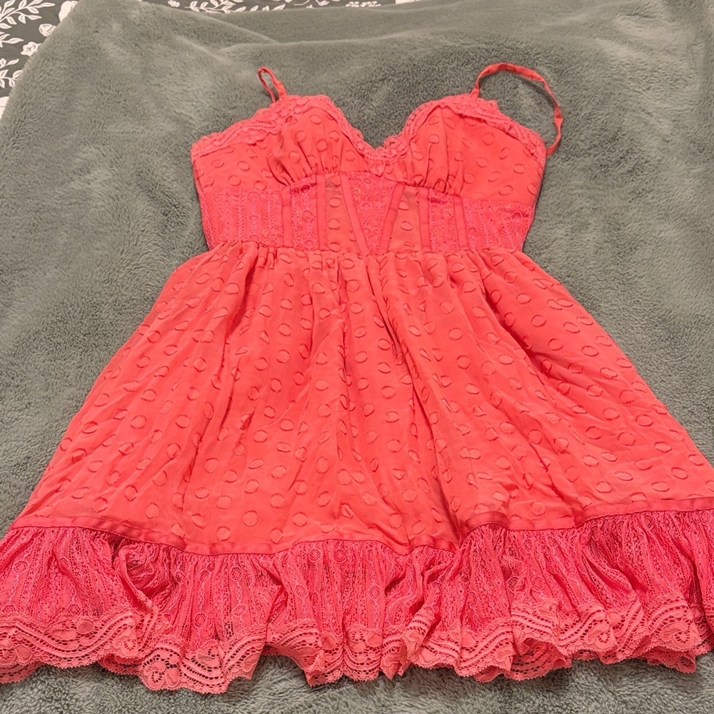 bebe Coral Lace Mini Dress